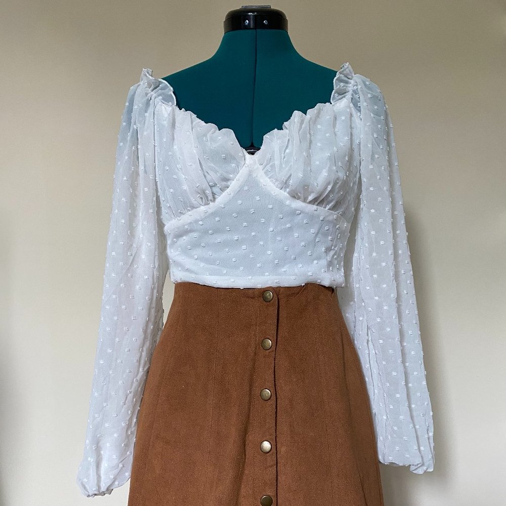 Sheer White Milkmaid White Blouse Size 4